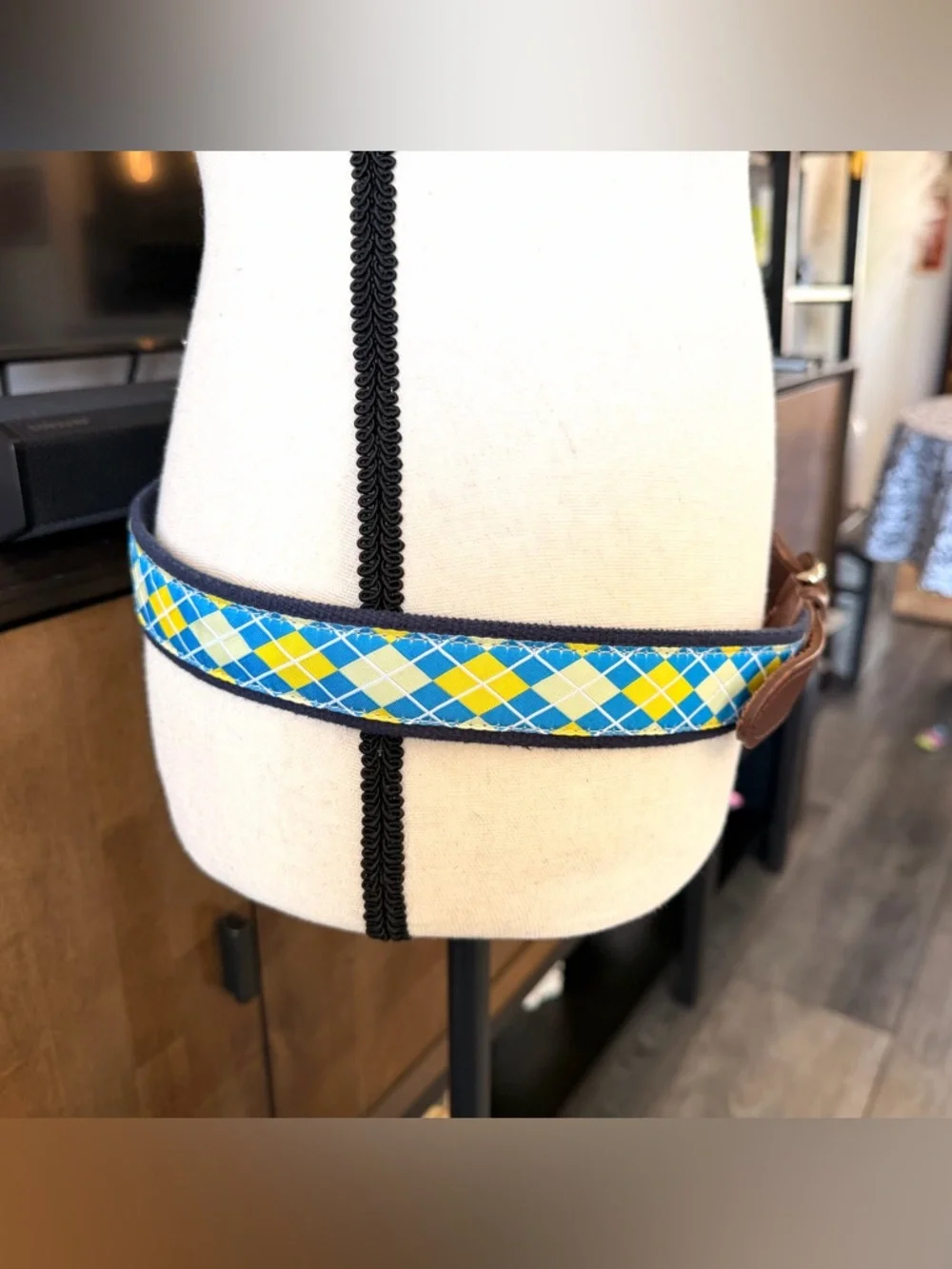 The Belted Cow Co. Leather-Trim Navy Fabric Belt